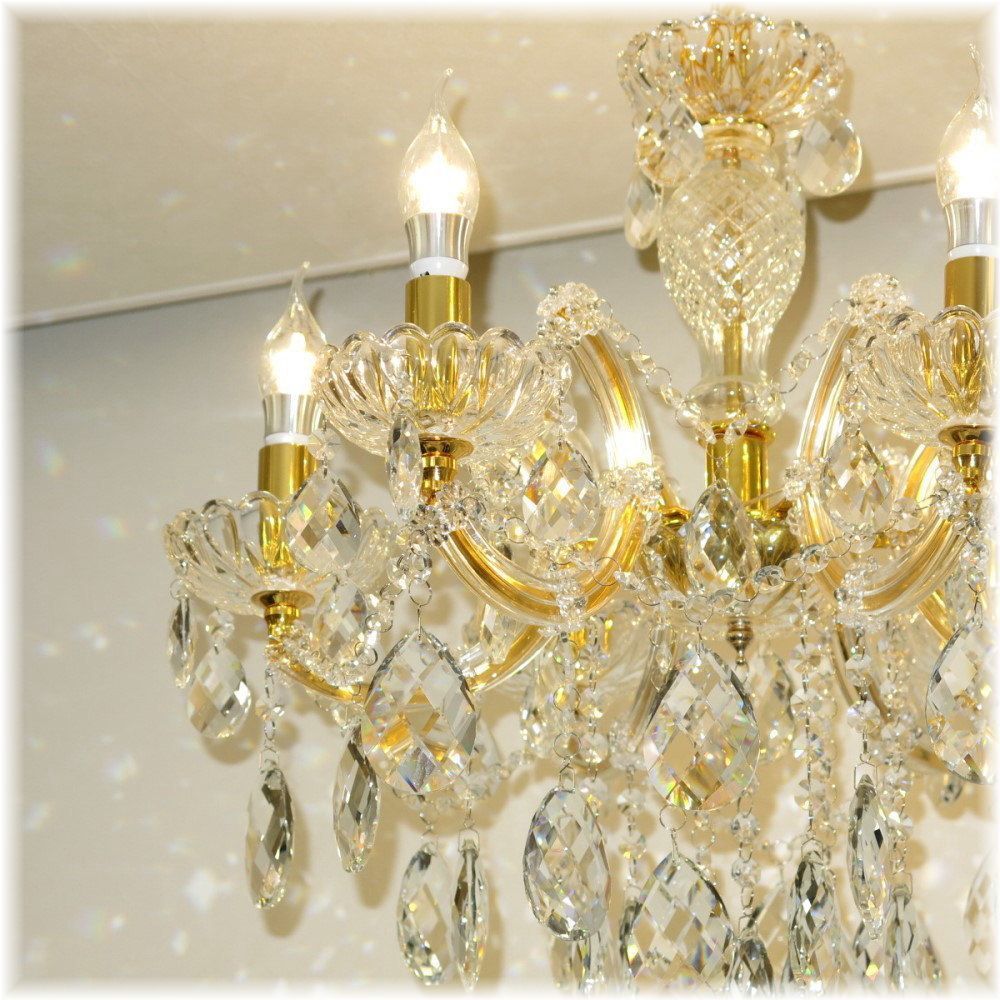 【送料無料！】★超激安即決！★新品 キャンドル6灯 LED クリスタル シャンデリア シーリング＆ペンダント ゴールドタイプ_画像4