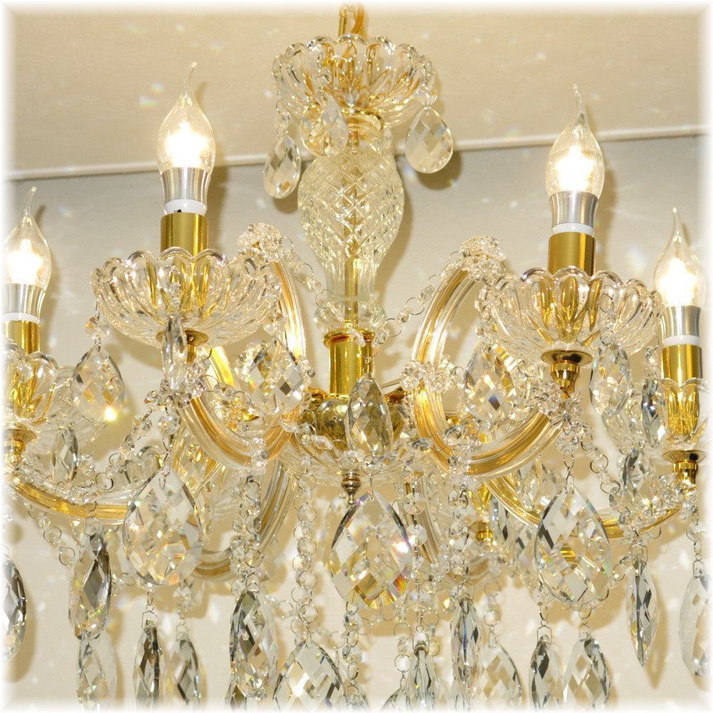 【送料無料！】★超激安即決！★新品 キャンドル6灯 LED クリスタル シャンデリア シーリング＆ペンダント ゴールドタイプ_画像2