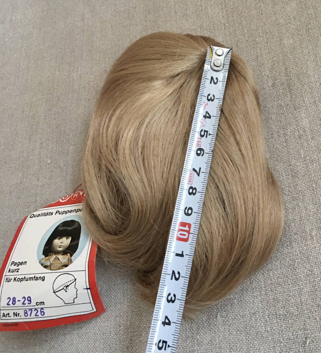 24w ビスクドール用ウィッグ GLOREX (8726) サイズ 28-29cm (ダークブロンド) 化繊のウィッグ_画像2