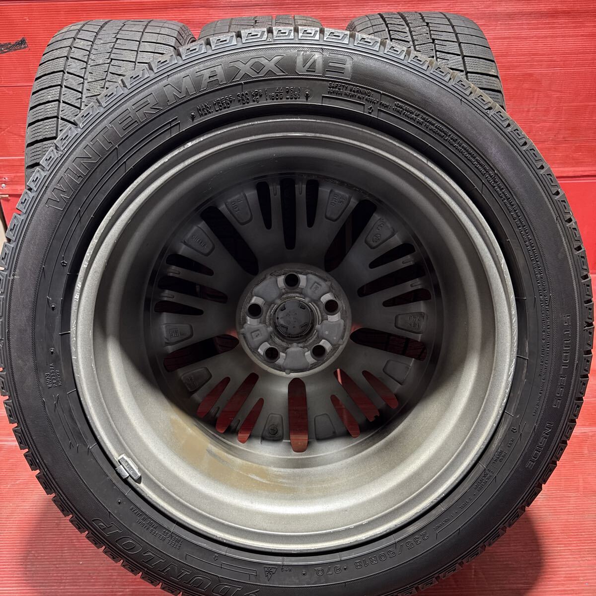 アルファード30 後純正ホイール 18x7.5J 114.3-5穴 +45 235/50R18(97Q) ダンロップ WM03 2022年国産 バリ山 4本セット_画像9
