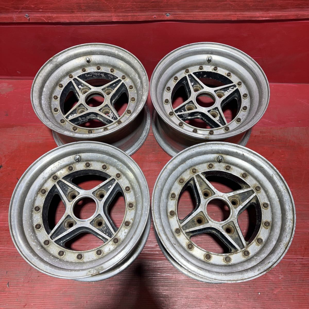 リバーサイド　RIVERSIDE R101 13インチ　6.5J 7J PCD：114.3-5穴　オフ：+7/+1（実測）4本セット 旧車 深リム 当時物_画像1