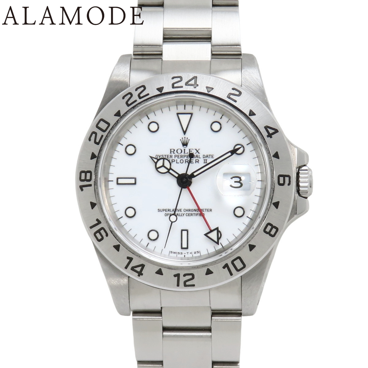【保証書付】ロレックス 16570 エクスプローラー2 SS U番 自動巻き 腕時計 1999年 ホワイト メンズ 40802152415【アラモード】_画像1