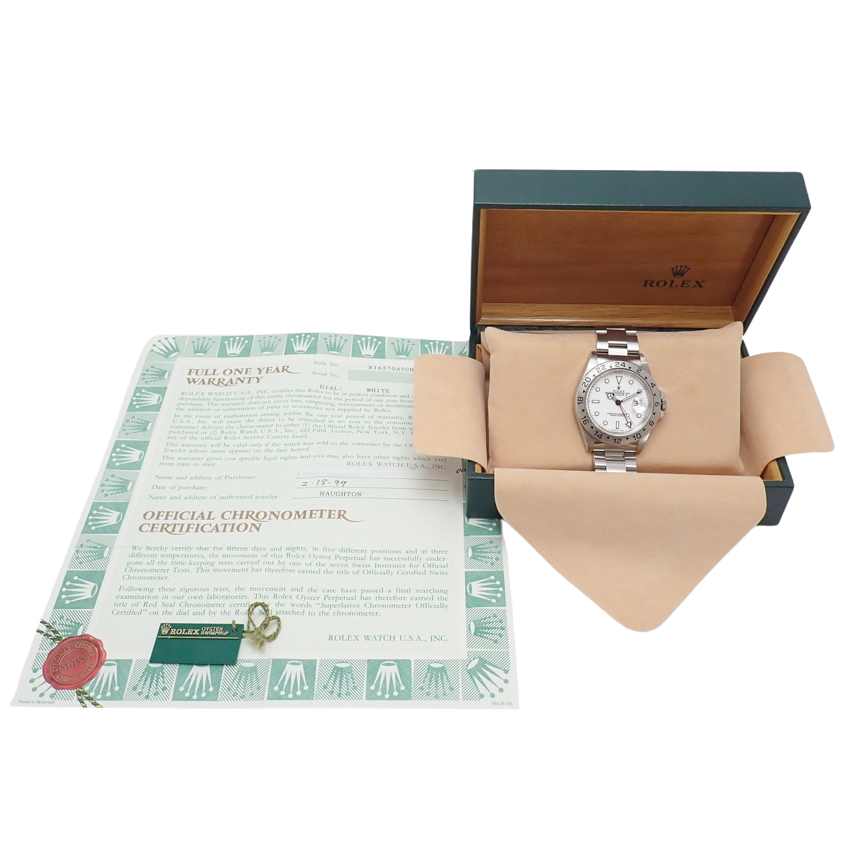 【保証書付】ロレックス 16570 エクスプローラー2 SS U番 自動巻き 腕時計 1999年 ホワイト メンズ 40802152415【アラモード】_画像7