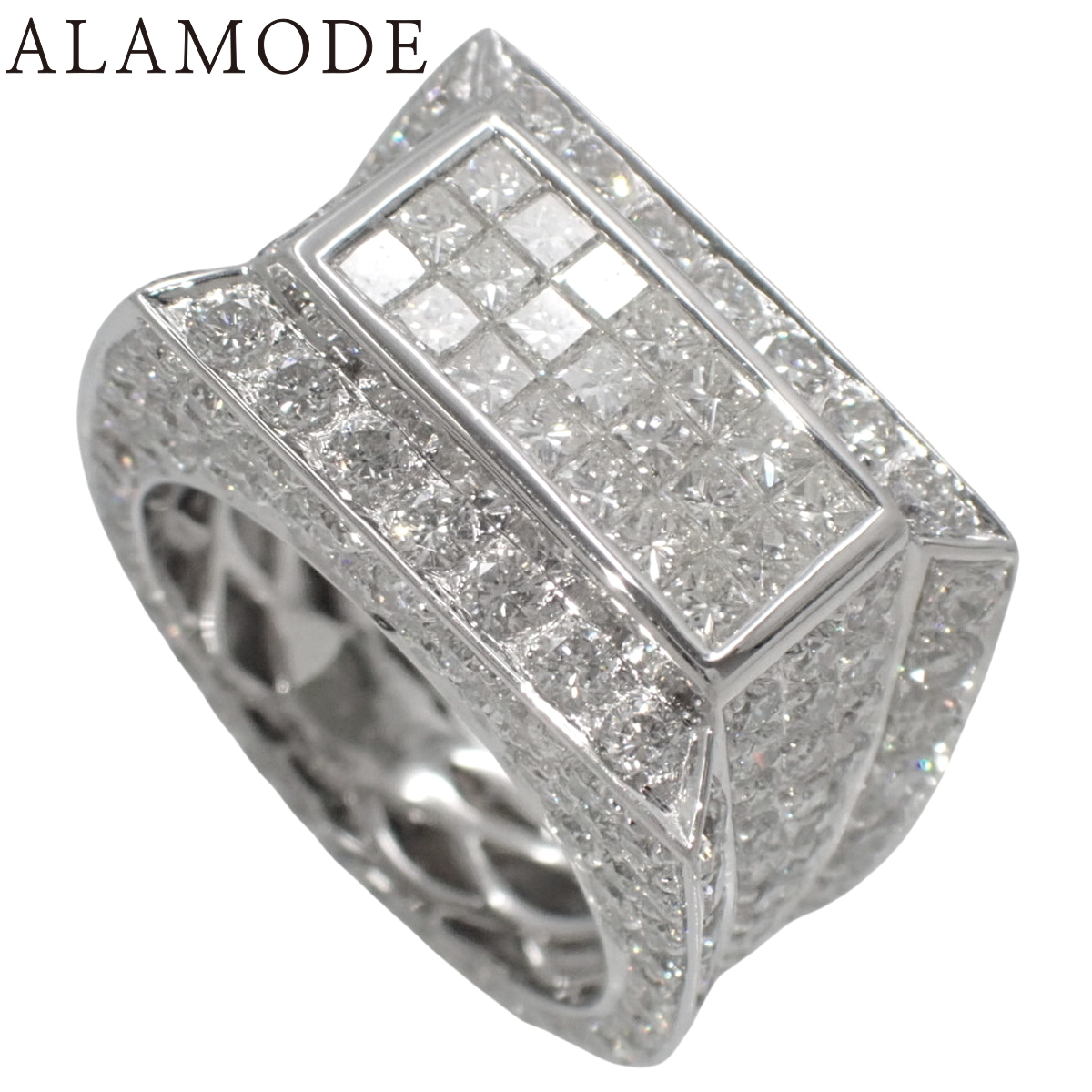 5.00 ダイヤモンド リング K18 ホワイトゴールド WG 指輪 ジュエリー 15(55)号 シルバー ユニセックス 40802150288【アラモード】_画像1