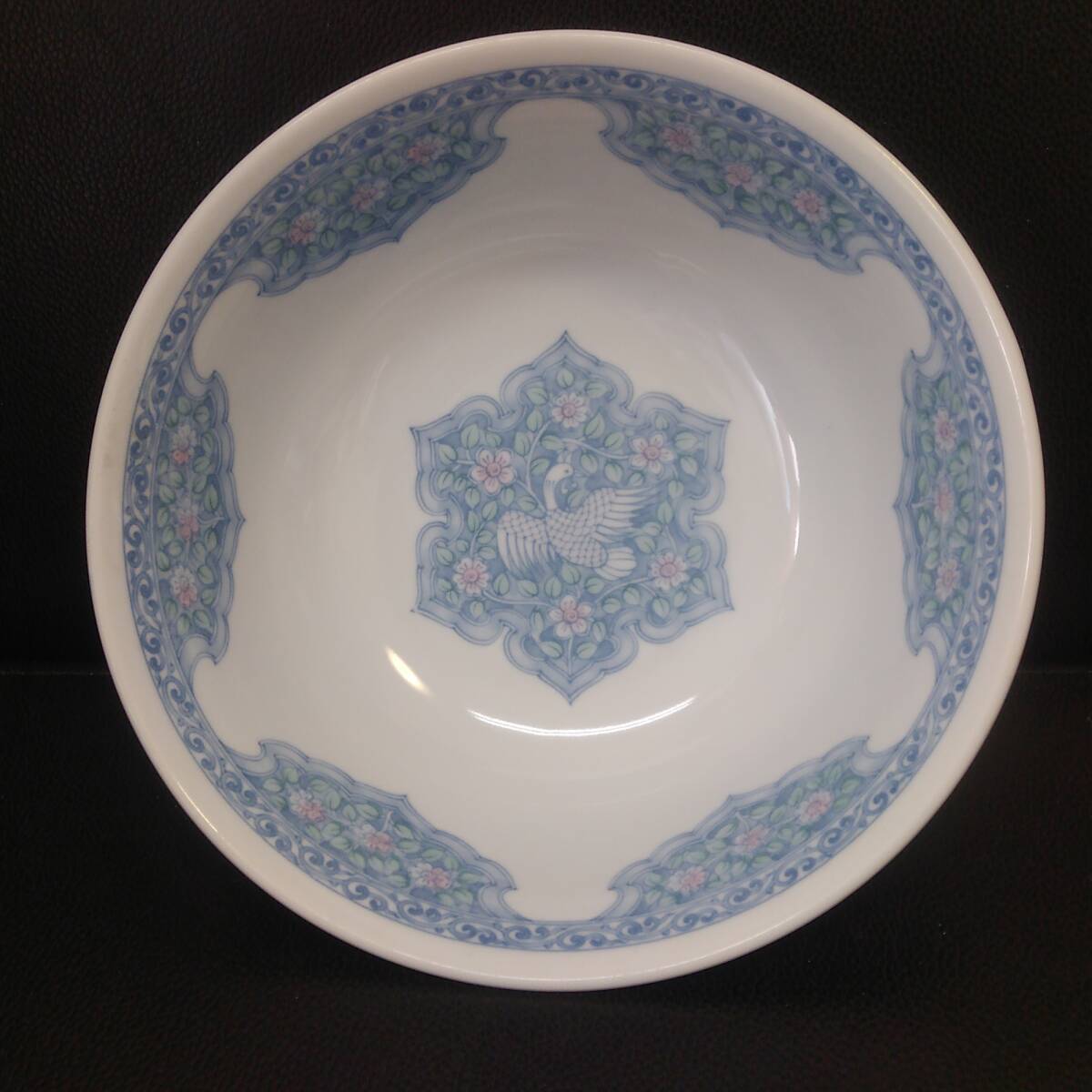 《食器》銘有「天下一筑後窯：花 鳥 ラーメンどんぶり」 高さ：約7.7cm・口直径：約18.3cm 丼碗 _画像2