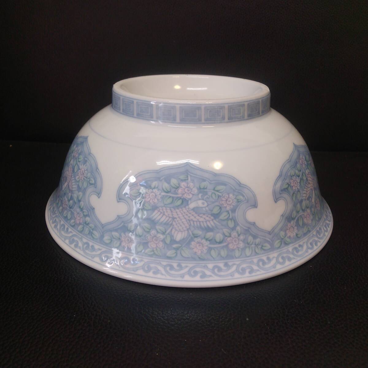 《食器》銘有「天下一筑後窯：花 鳥 ラーメンどんぶり」 高さ：約7.7cm・口直径：約18.3cm 丼碗 _画像5