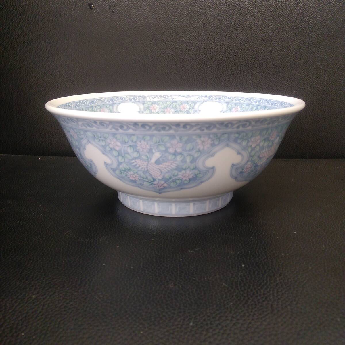 《食器》銘有「天下一筑後窯：花 鳥 ラーメンどんぶり」 高さ：約7.7cm・口直径：約18.3cm 丼碗 _画像4