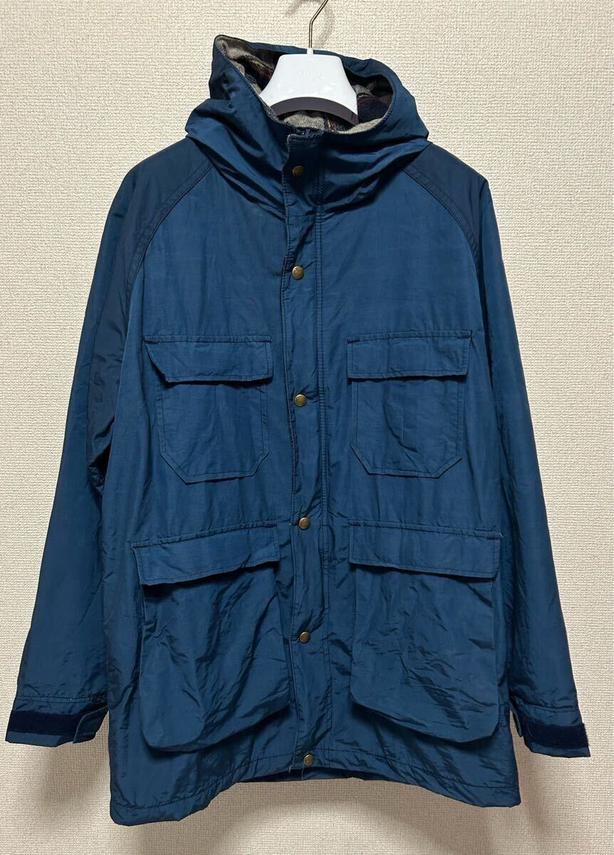 70's 80's USAヴィンテージ Woolrich ウールリッチ マウンテンパーカー ナイロンジャケット USA製 チェックライナー M 白タグ フーディ 紺_画像1