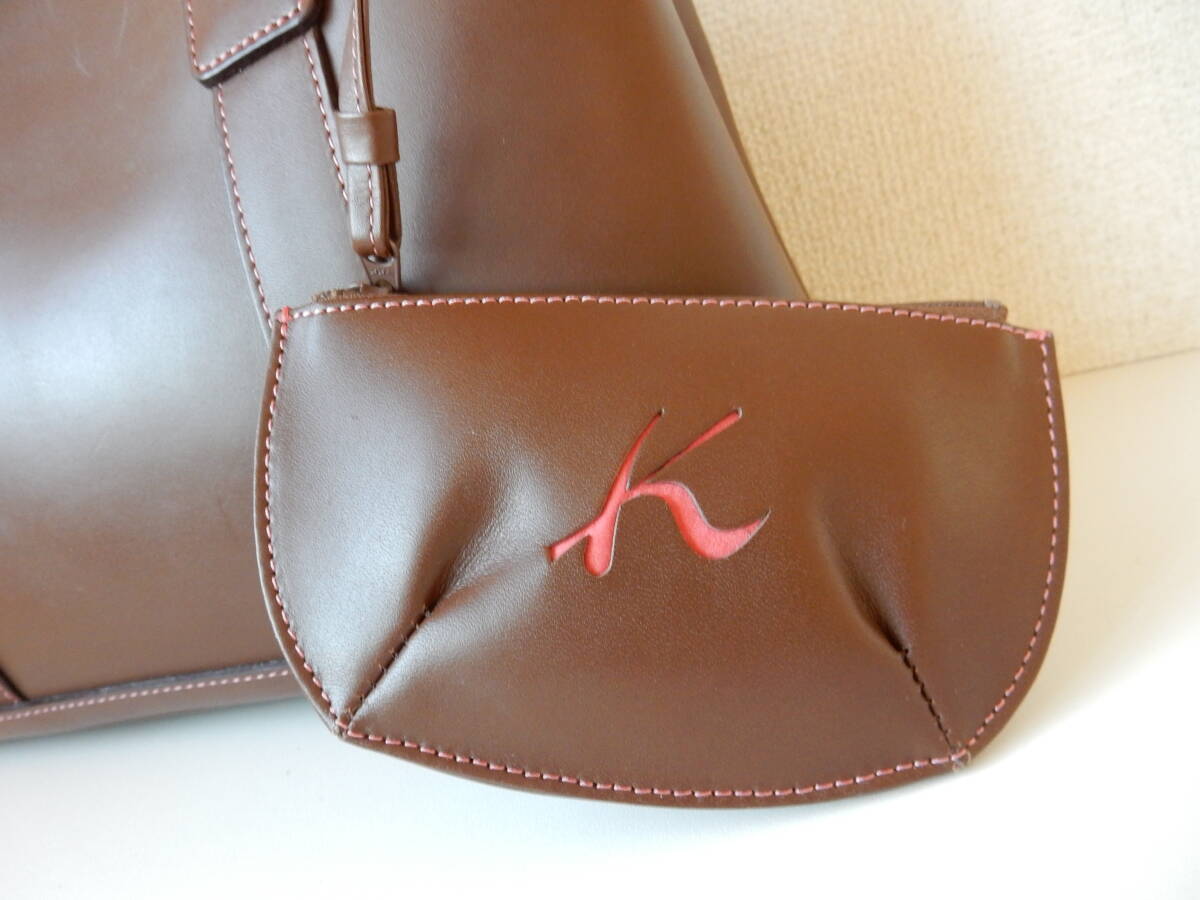 本革☆横浜元町Kitamura(キタムラ)☆B5対応☆トートバッグ(ポーチ付き)ブラウン(金具ゴールド) _画像2