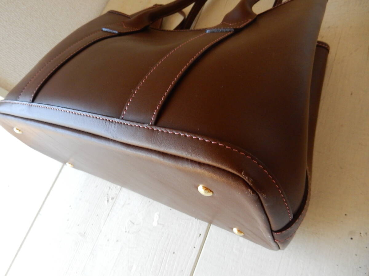 本革☆横浜元町Kitamura(キタムラ)☆B5対応☆トートバッグ(ポーチ付き)ブラウン(金具ゴールド) _画像6