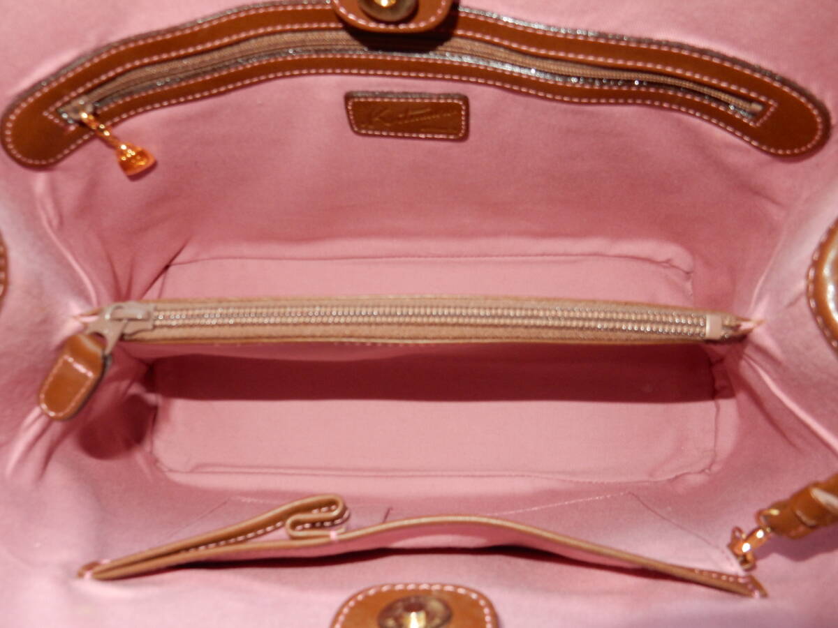 本革☆横浜元町Kitamura(キタムラ)☆B5対応☆トートバッグ(ポーチ付き)ブラウン(金具ゴールド) _画像9