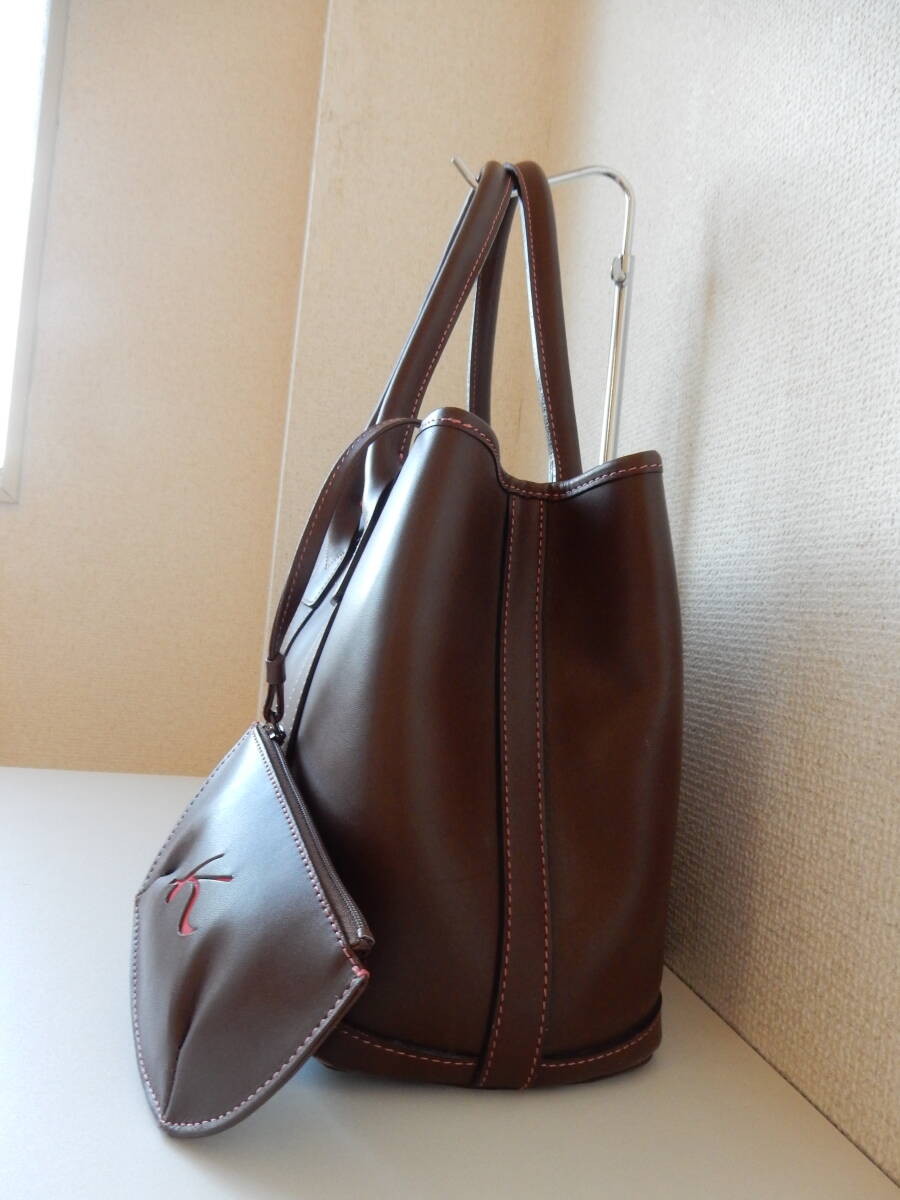 本革☆横浜元町Kitamura(キタムラ)☆B5対応☆トートバッグ(ポーチ付き)ブラウン(金具ゴールド) _画像3