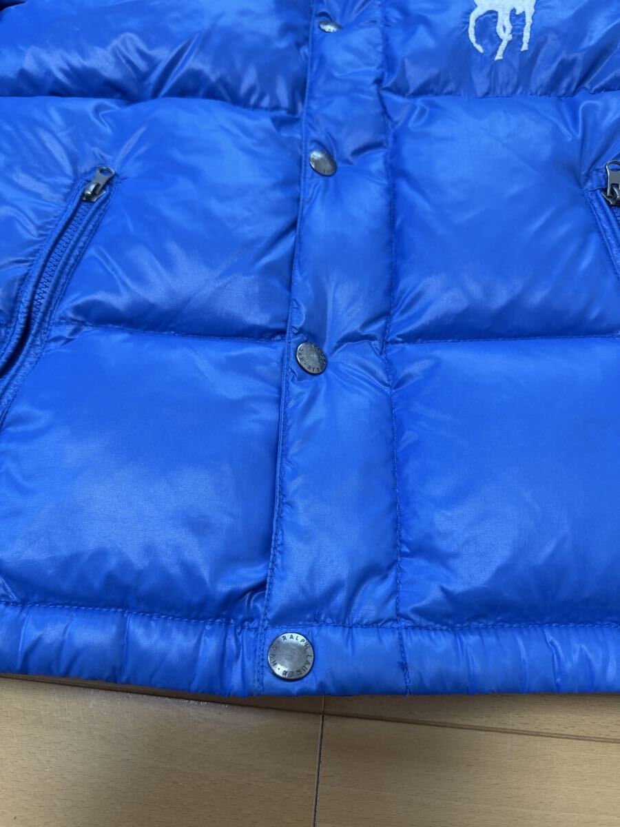 Polo by Ralph Lauren ポロ バイ ラルフローレン ダウンジャケット ビックポニー フード付き キッズ 男の子140サイズ ブルー_画像7