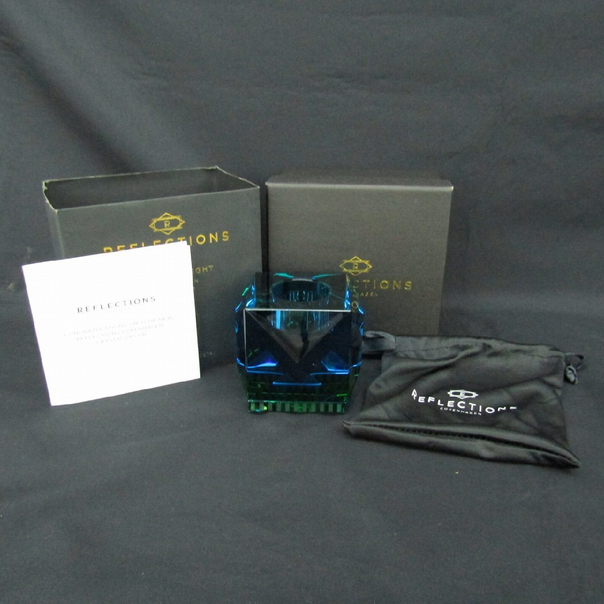 1円～【美品】REFLECTION OPHELIA T-LIGHT ティーライトホルダー アズール グリーン 箱付 11974826 1128_画像1