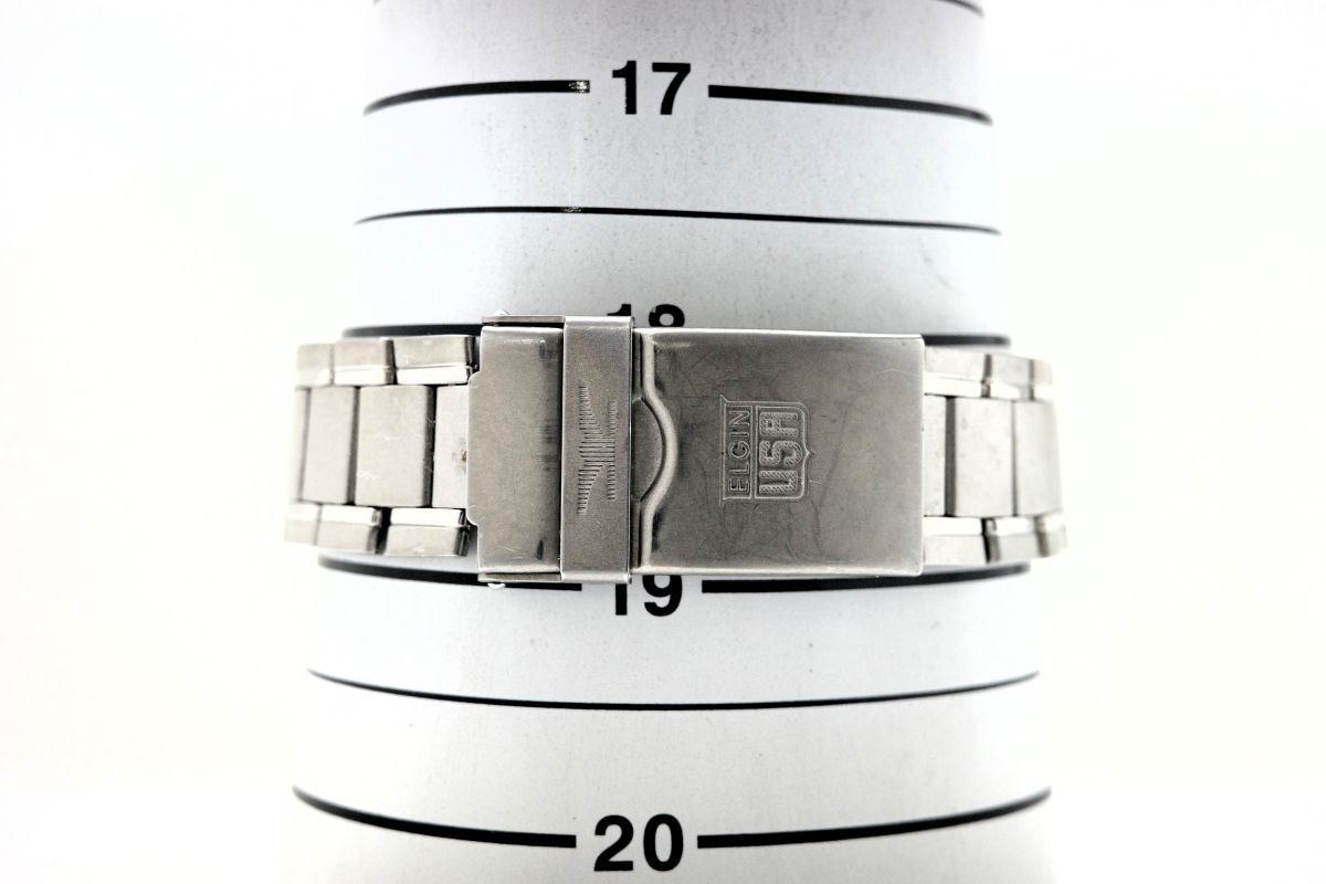 S13 ELGIN TITANIUM SOLAR DRIVE DIAMOND DAY-DATE FK-1201-C エルジン デイデイト ダイヤ 1P付 チタン ソーラー 腕時計 純正ブレス_画像7