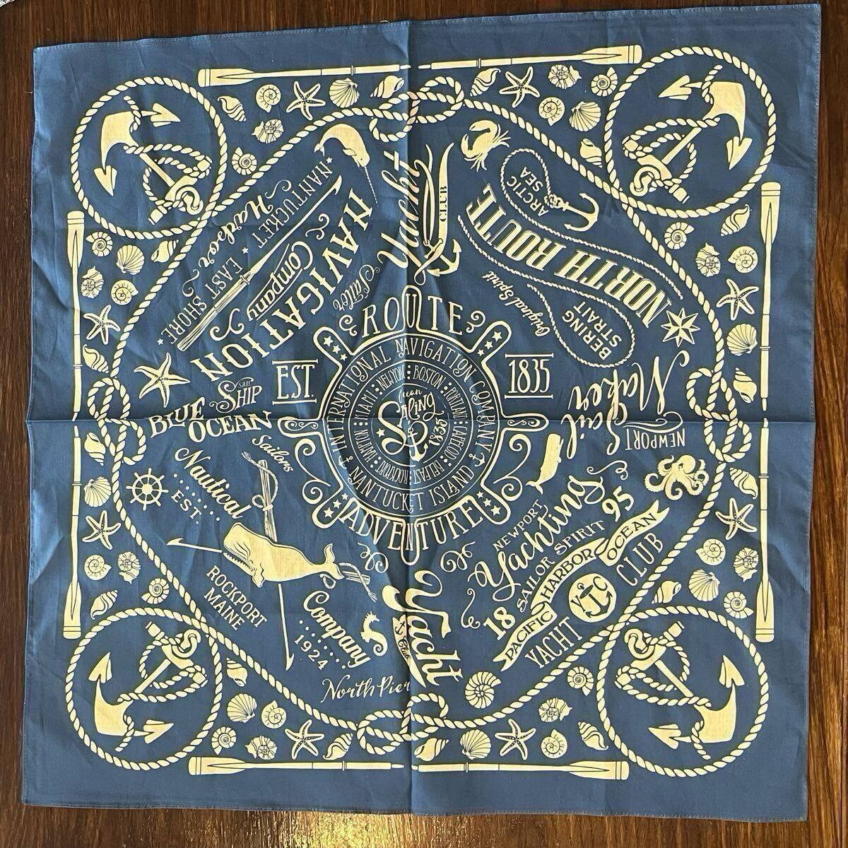 バンダナ ヴィンテージ 80s スカーフ 綿100 USA アメリカ ビンテージ vintage 青　カウボーイ　アメカジ　メンズ　ファッション　ポイント_画像2