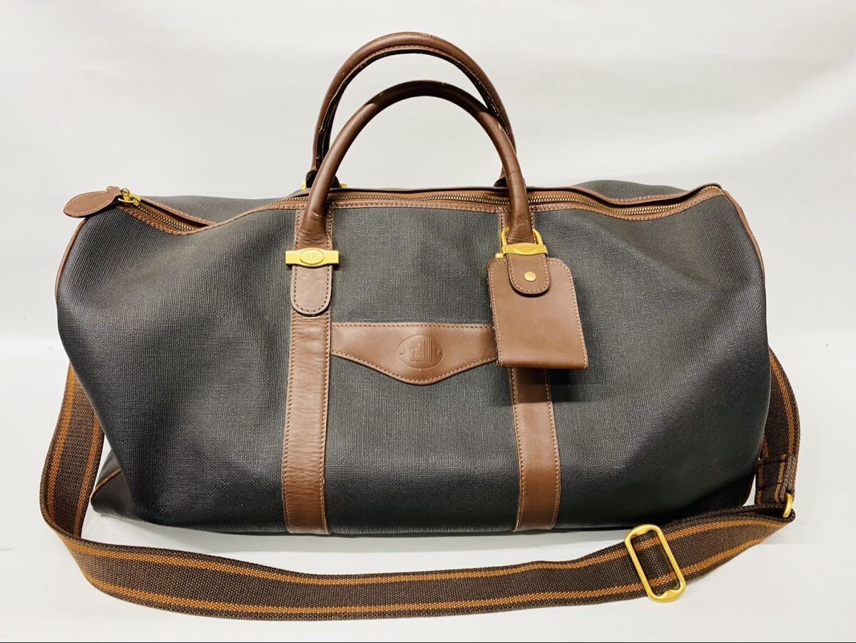【dunhill】ダンヒル　ボストンバック 約55cm ショルダーストラップ付き 旅行カバン 大容量 GSY111901_画像1