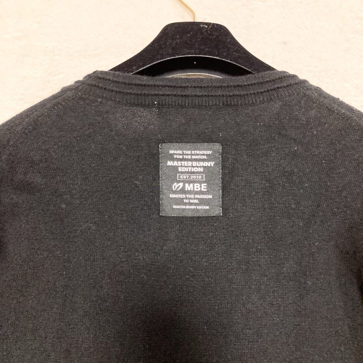 極美品 パーリーゲイツ PEARLY GATES マスターバニー MASTERBUNNY ニット セーター ゴルフウェア GOLF 6 XL センター ロゴ 黒 限定品 長袖_画像6