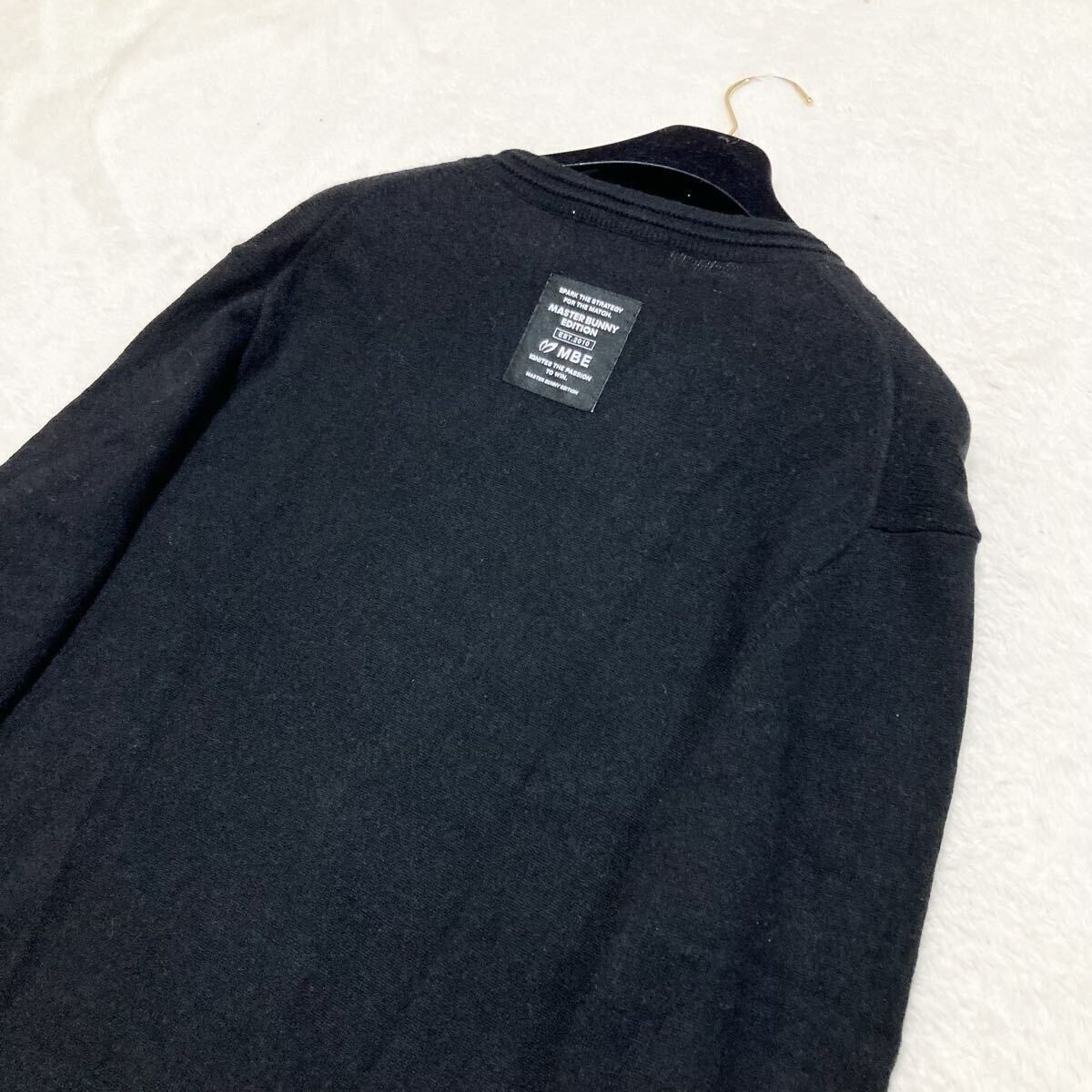 極美品 パーリーゲイツ PEARLY GATES マスターバニー MASTERBUNNY ニット セーター ゴルフウェア GOLF 6 XL センター ロゴ 黒 限定品 長袖_画像7