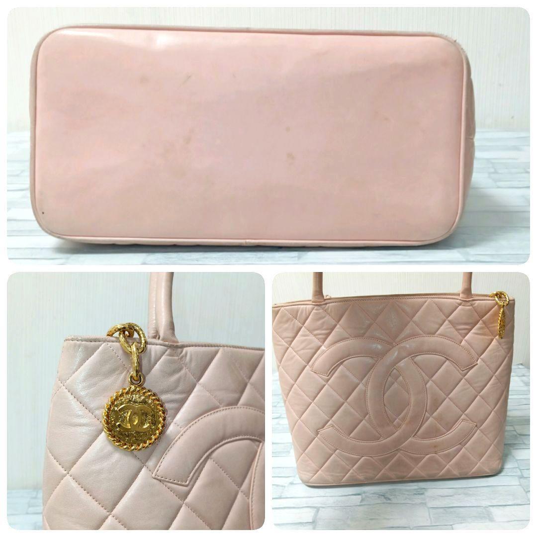 シャネル　復刻トート　トートバッグ　ハンドバッグ　ラムスキン　A1804　ピンク　GD金具　ココチャーム　CHANEL　送料無料　鑑定済　即決_画像4