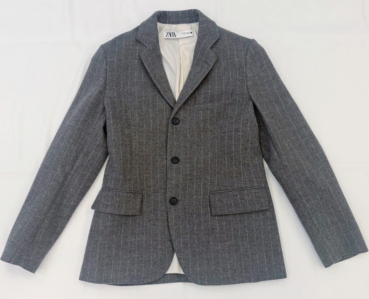 ZARA ザラ ZW COLLECTION ピンストライプ スーツ ブレザー バギーパンツ セットアップ レディース グレー ウール [完売品]_画像4