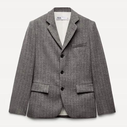 ZARA ザラ ZW COLLECTION ピンストライプ スーツ ブレザー バギーパンツ セットアップ レディース グレー ウール [完売品]_画像2