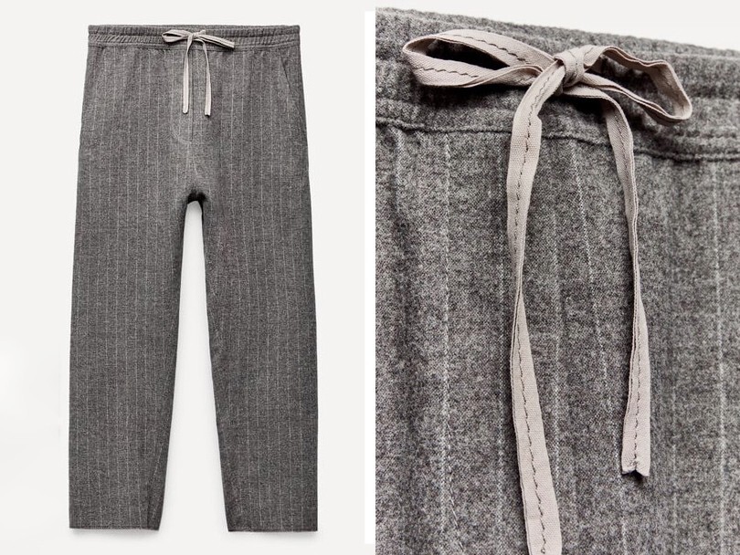 ZARA ザラ ZW COLLECTION ピンストライプ スーツ ブレザー バギーパンツ セットアップ レディース グレー ウール [完売品]_画像3