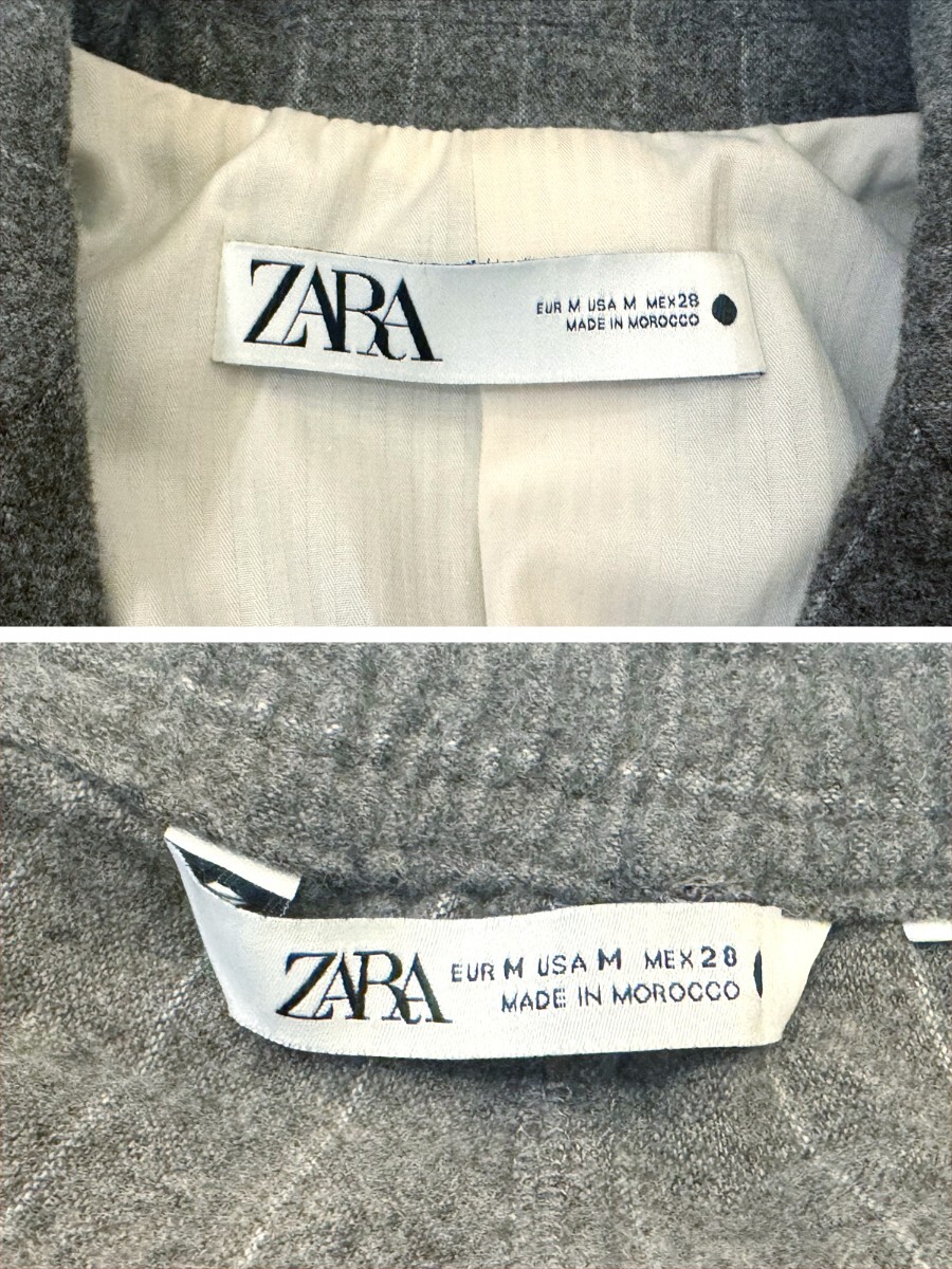 ZARA ザラ ZW COLLECTION ピンストライプ スーツ ブレザー バギーパンツ セットアップ レディース グレー ウール [完売品]_画像10