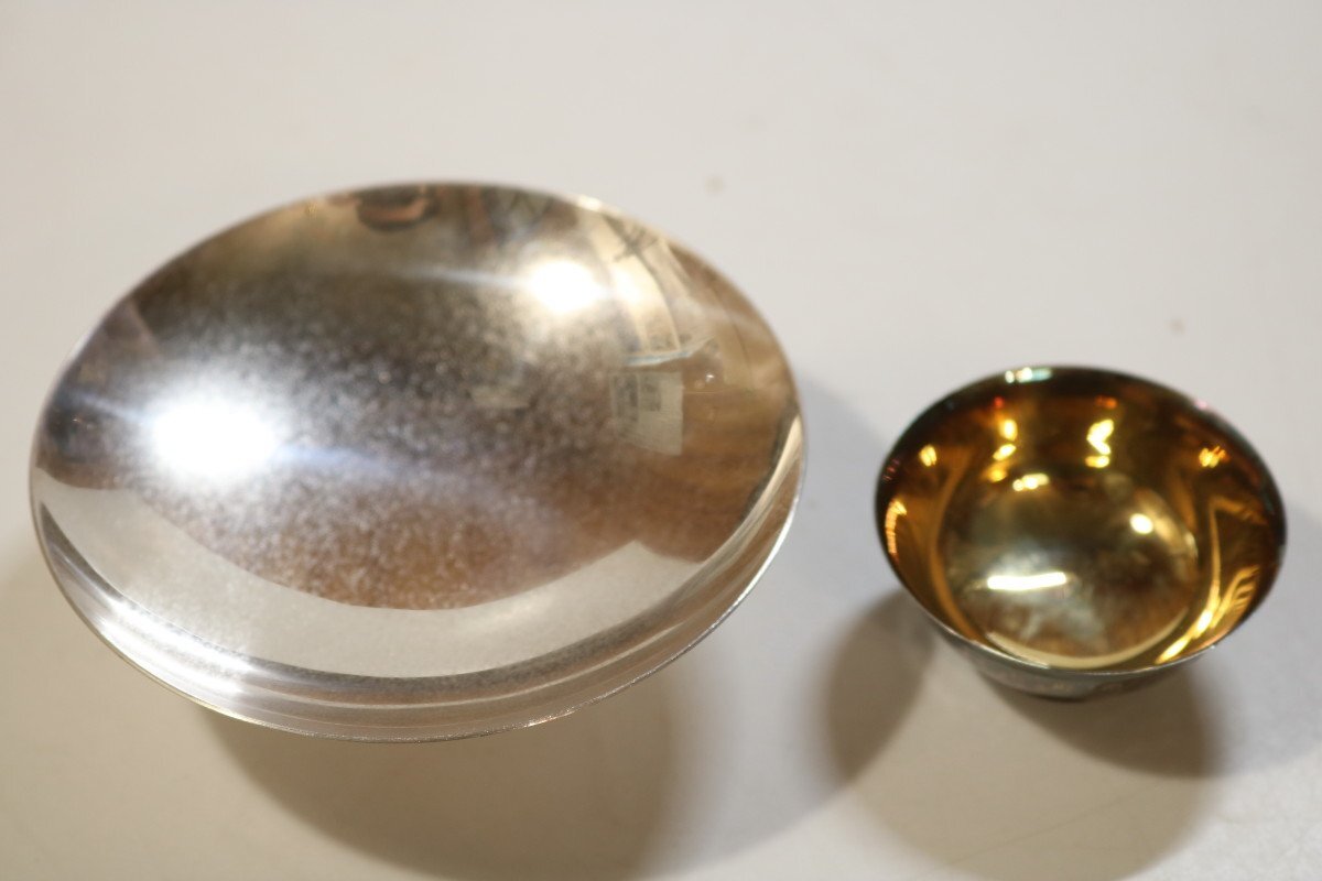 T475 оригинальный серебряный чашечка для сакэ 2 пункт примерно 82g печать иметь посуда для сакэ /55402