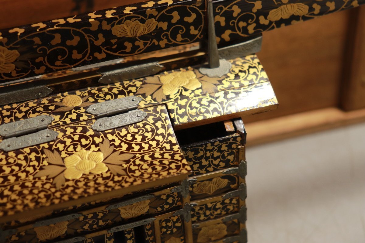 E774　雛道具　古雛　花嫁道具　化粧道具　おかご　ひな祭り　蒔絵/54905　_画像8