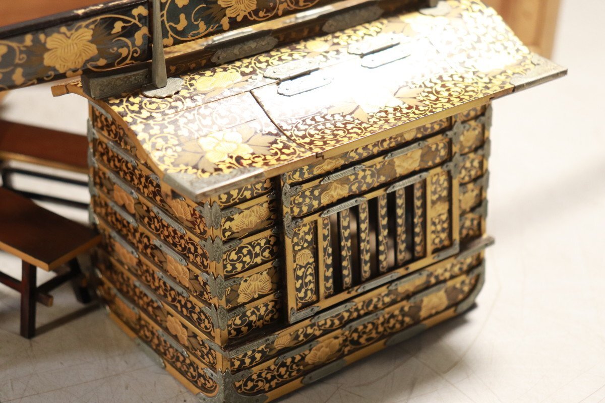 E774　雛道具　古雛　花嫁道具　化粧道具　おかご　ひな祭り　蒔絵/54905　_画像7