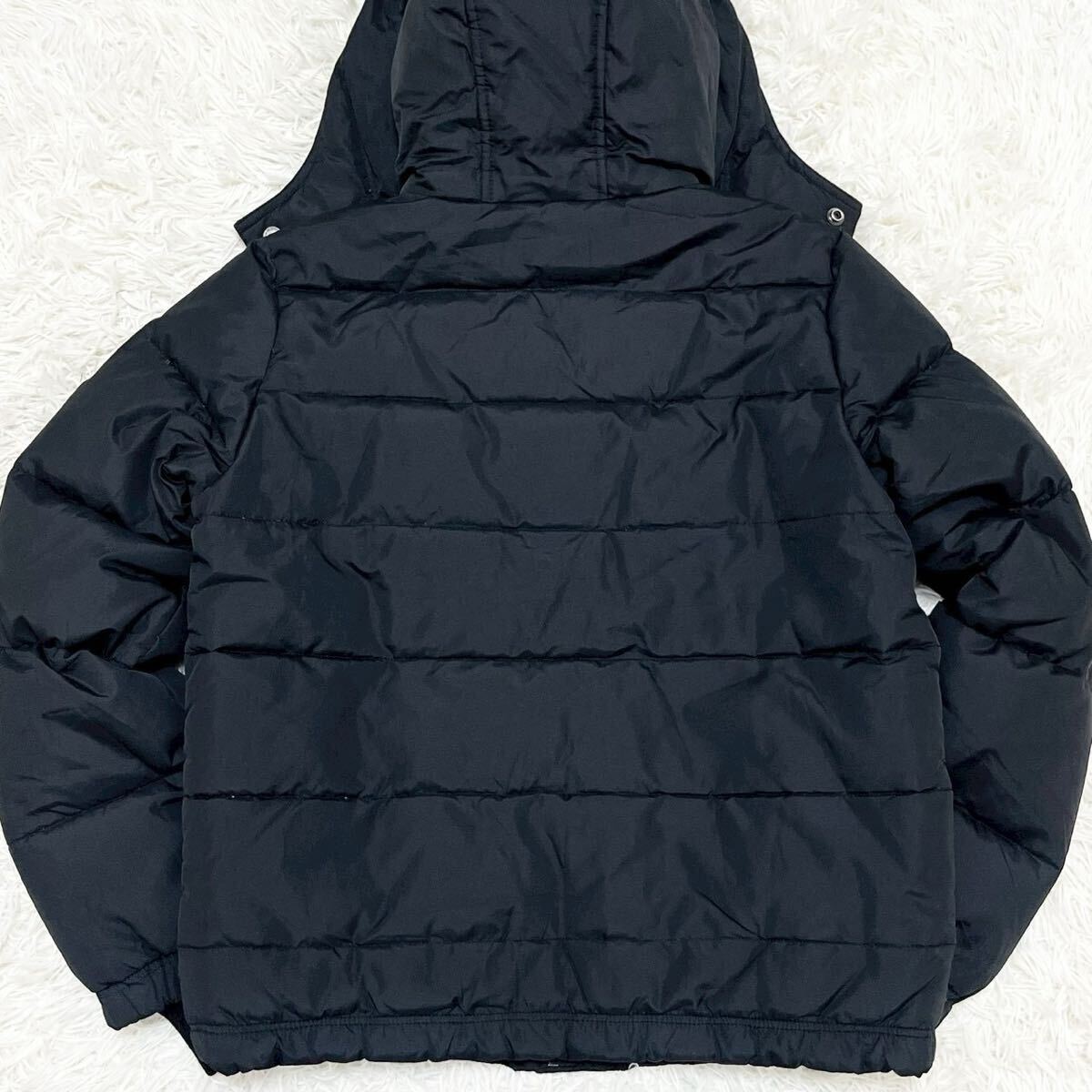 美品 L相当 アバクロンビー&フィッチ Abercrombie & Fitch アバクロ ダウンジャケット極暖 ブラック 黒 メンズ ボア キルティング ワッペン_画像5