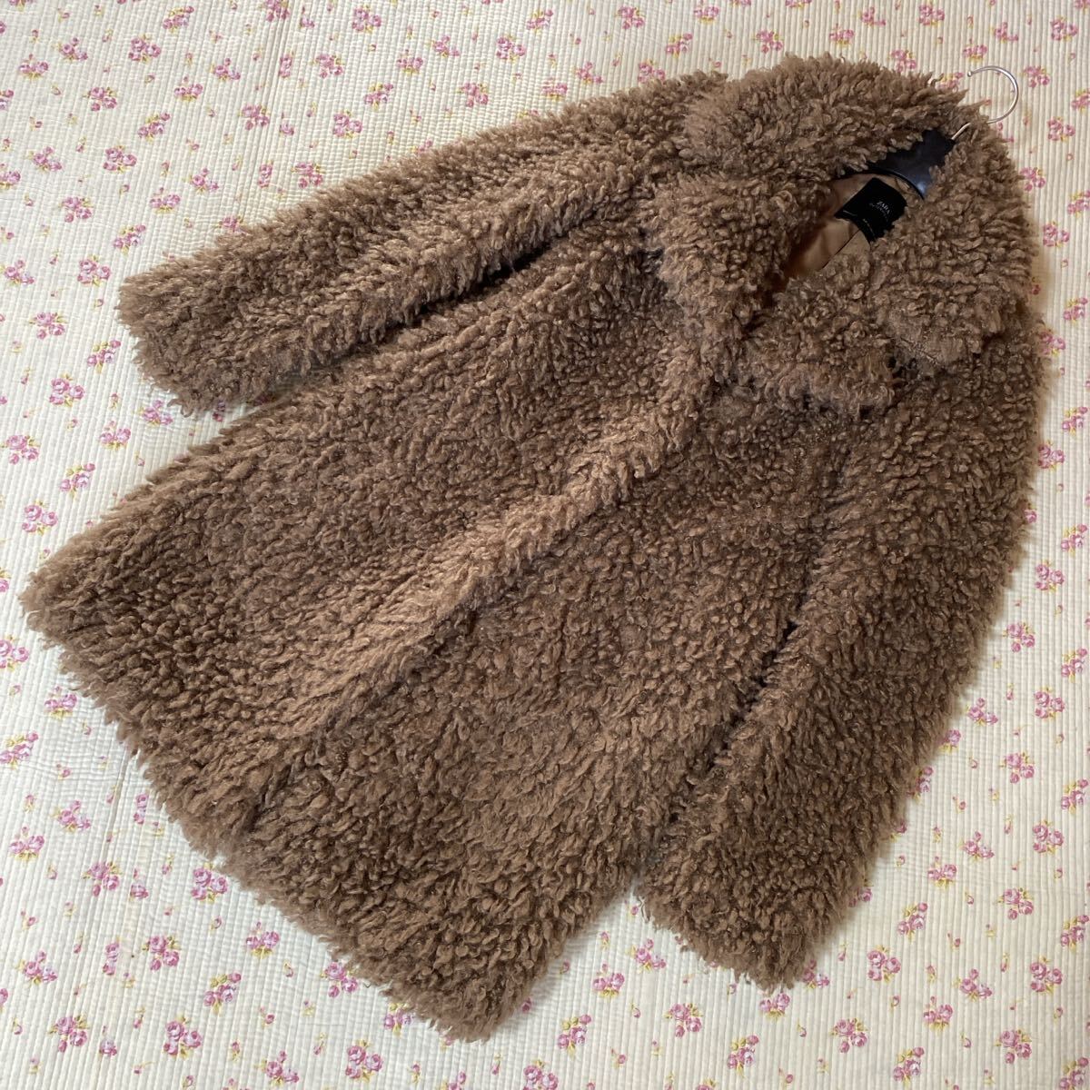 ZARA ザラ テディコート モコモコ XS ブラウン ボアコート DMW_画像5