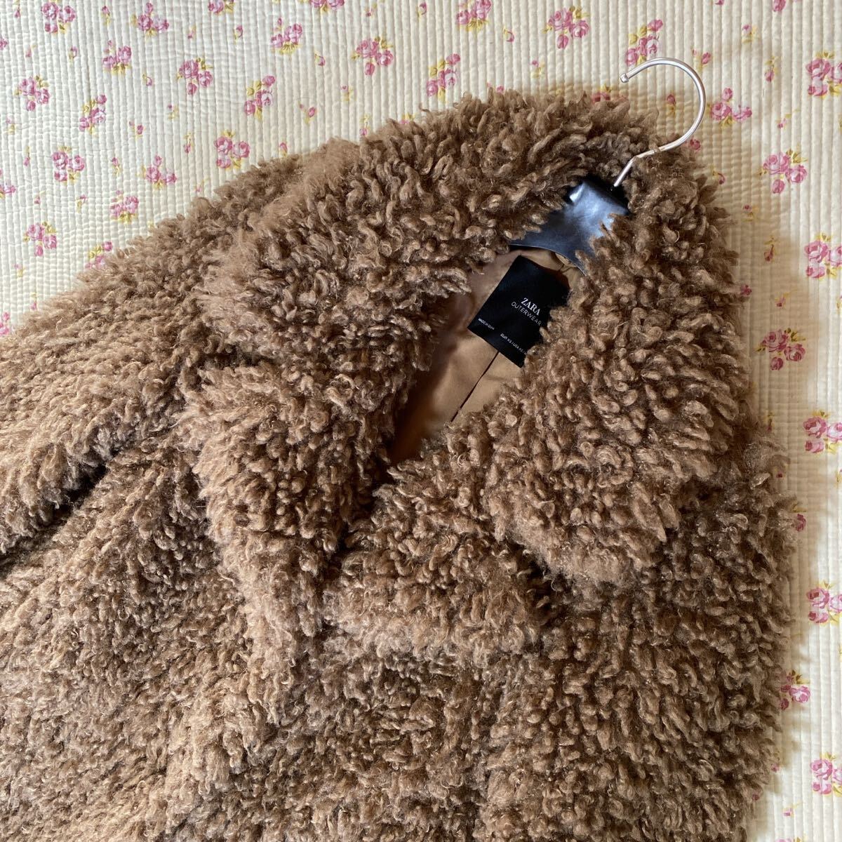 ZARA ザラ テディコート モコモコ XS ブラウン ボアコート DMW_画像6
