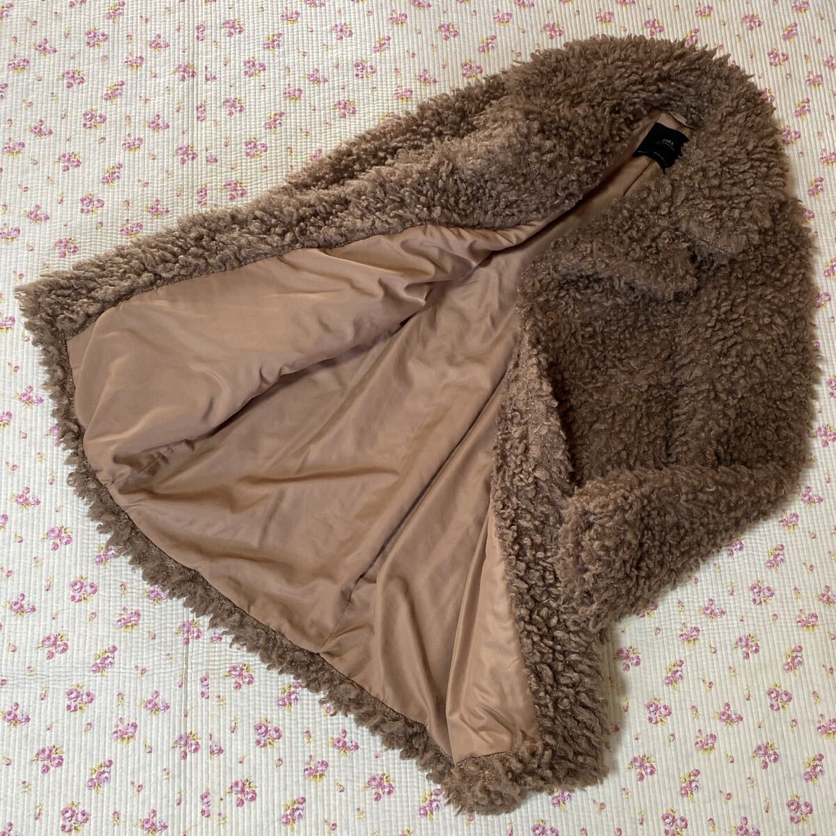 ZARA ザラ テディコート モコモコ XS ブラウン ボアコート DMW_画像7