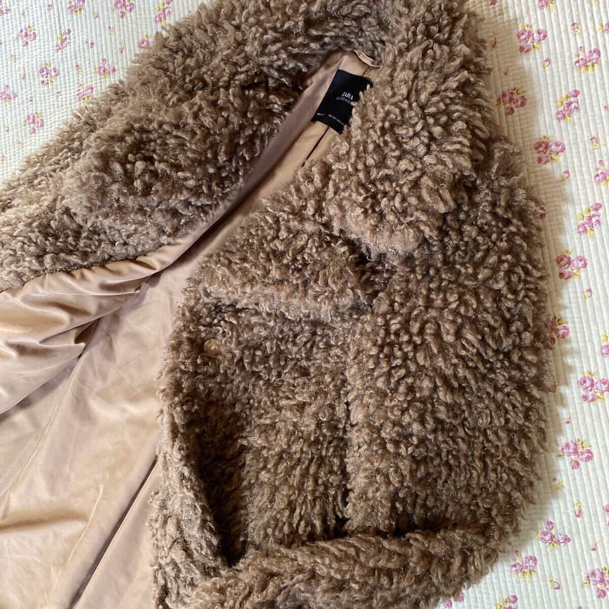 ZARA ザラ テディコート モコモコ XS ブラウン ボアコート DMW_画像8