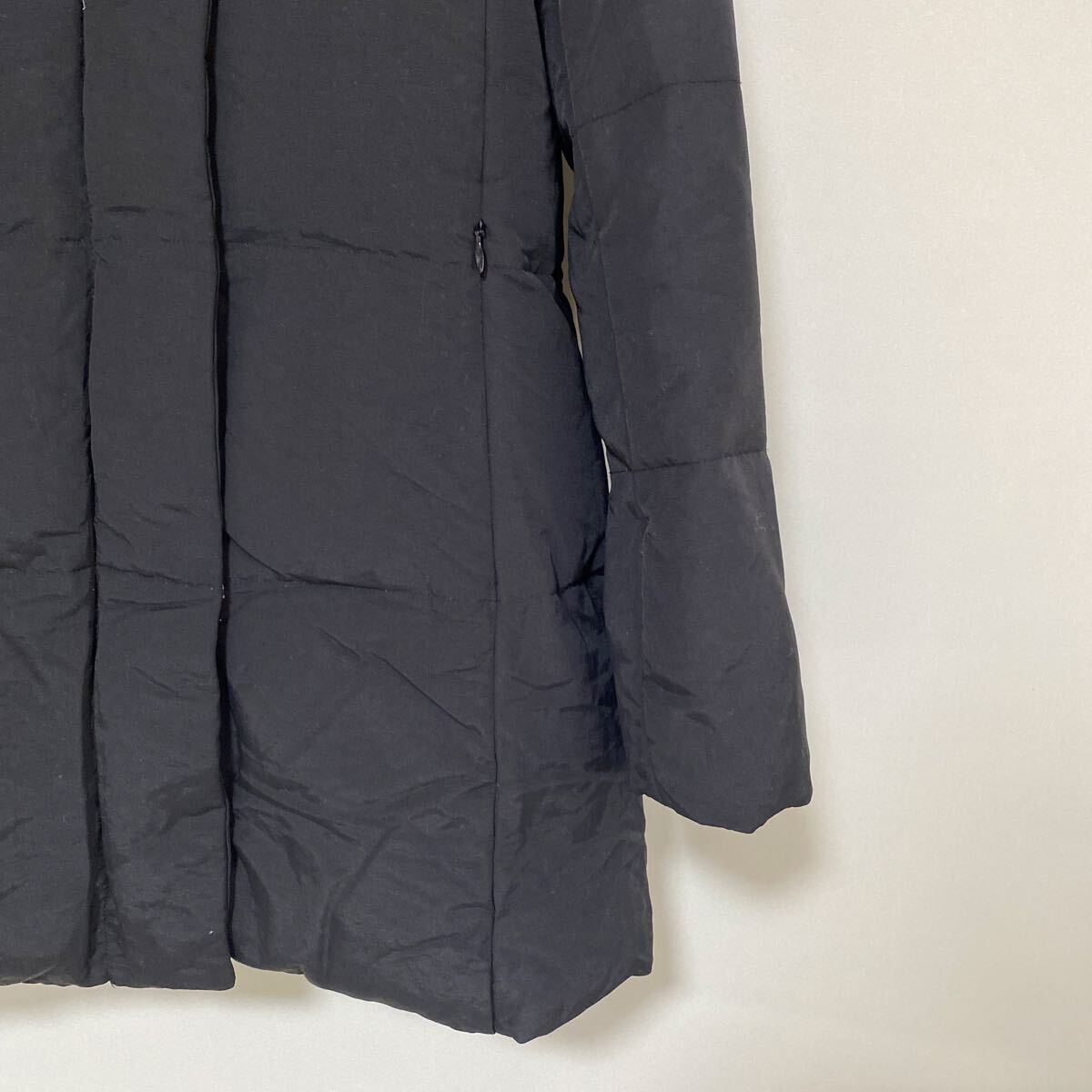 エフデ ダウンコート 7 黒 ブラック フード付き リブ袖_画像3