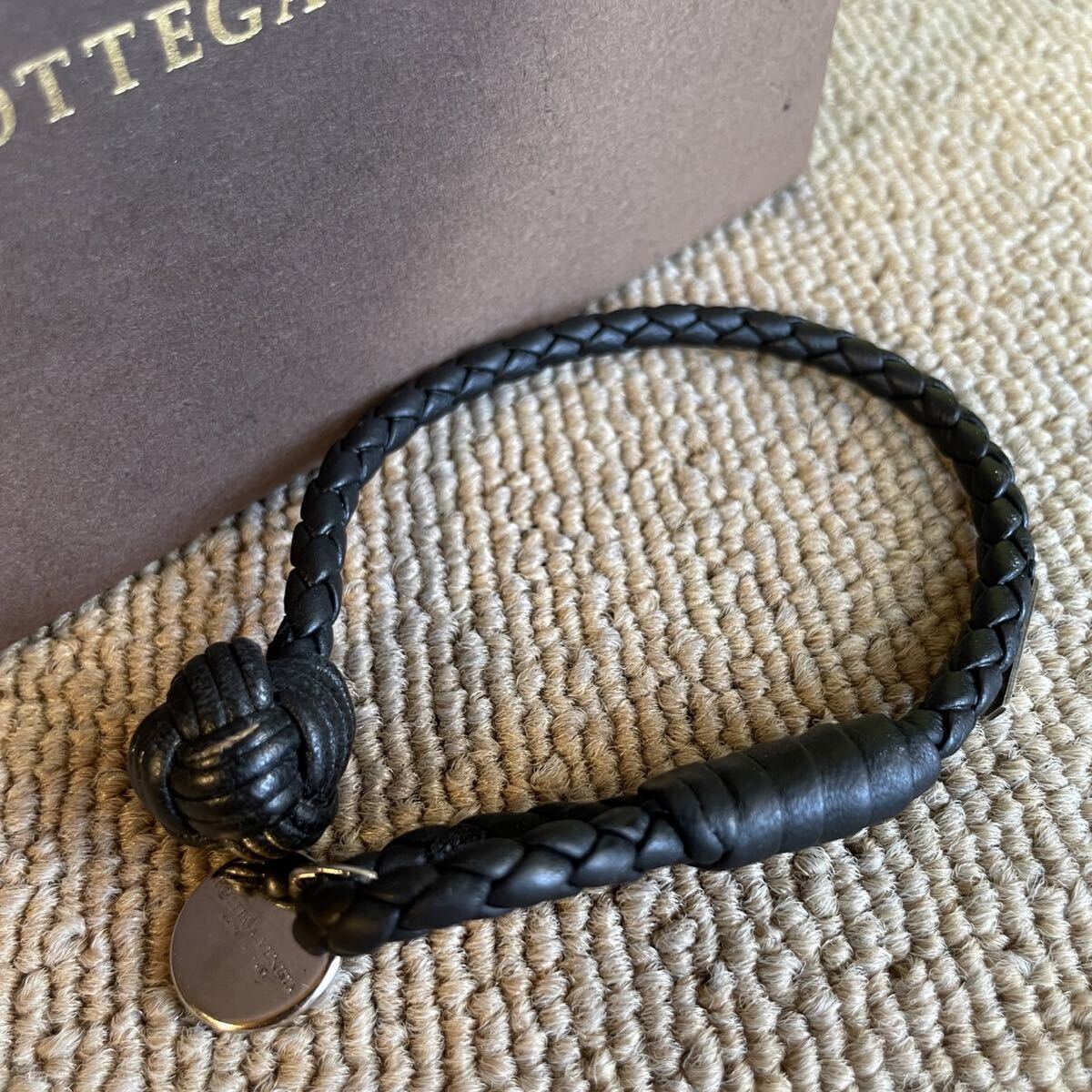  один иен прекрасный товар Bottega Veneta BOTTEGA VENETA сетка кожа браслет аксессуары черный мужчина женщина 