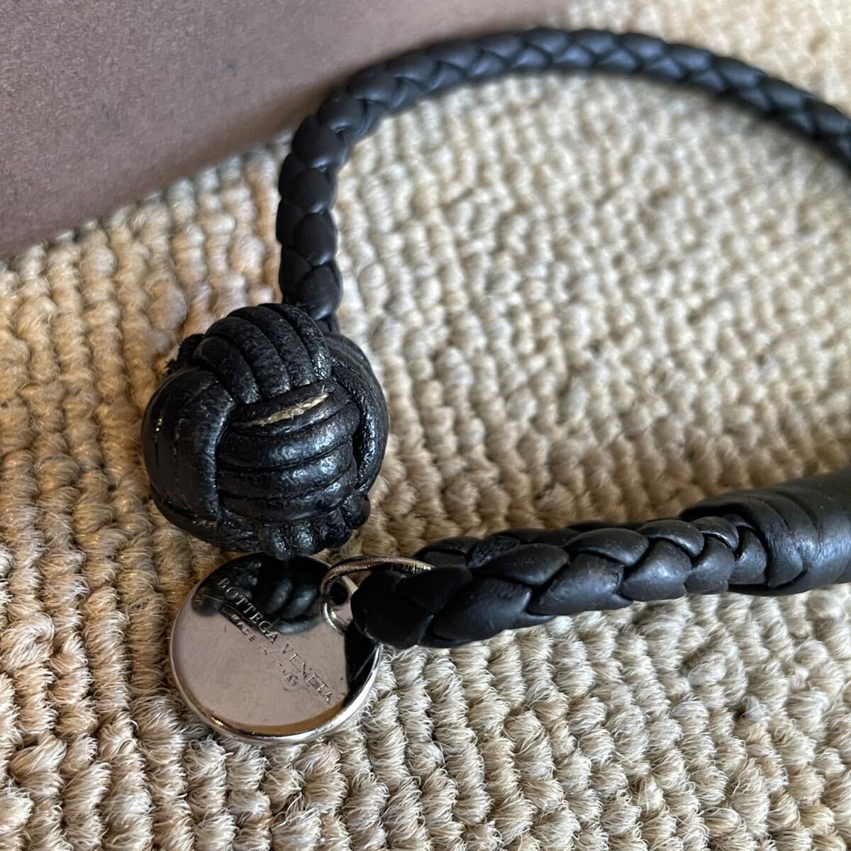  один иен прекрасный товар Bottega Veneta BOTTEGA VENETA сетка кожа браслет аксессуары черный мужчина женщина 