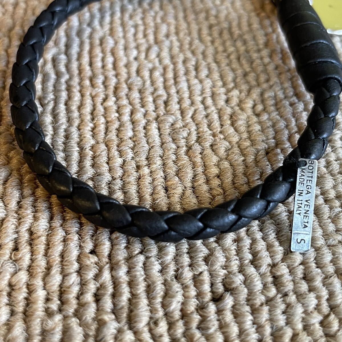  один иен прекрасный товар Bottega Veneta BOTTEGA VENETA сетка кожа браслет аксессуары черный мужчина женщина 