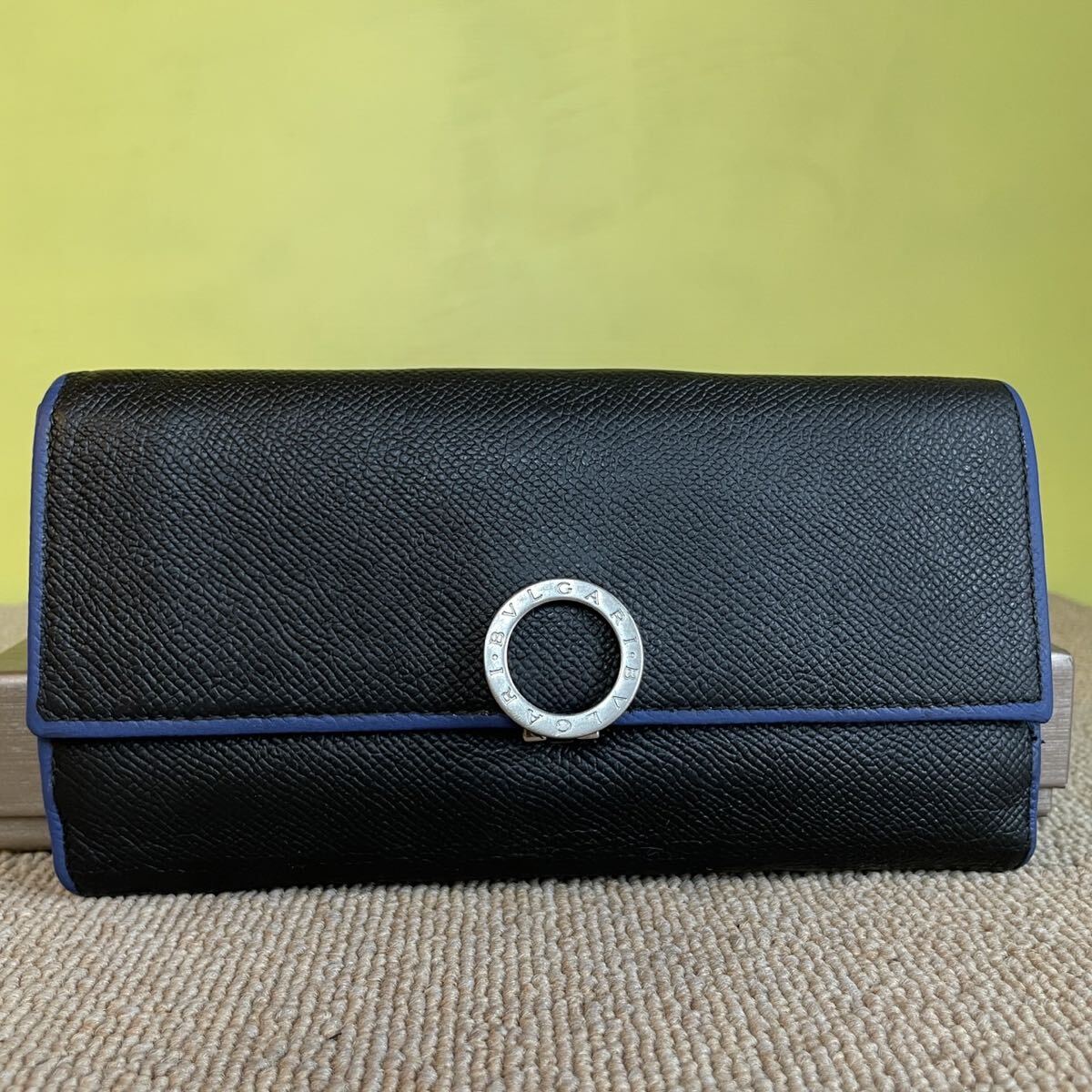  один иен прекрасный товар BVLGARY BVLGARI Be Zero длинный бумажник длинный кошелек двойной бумажник черный Logo любитель принадлежности есть 