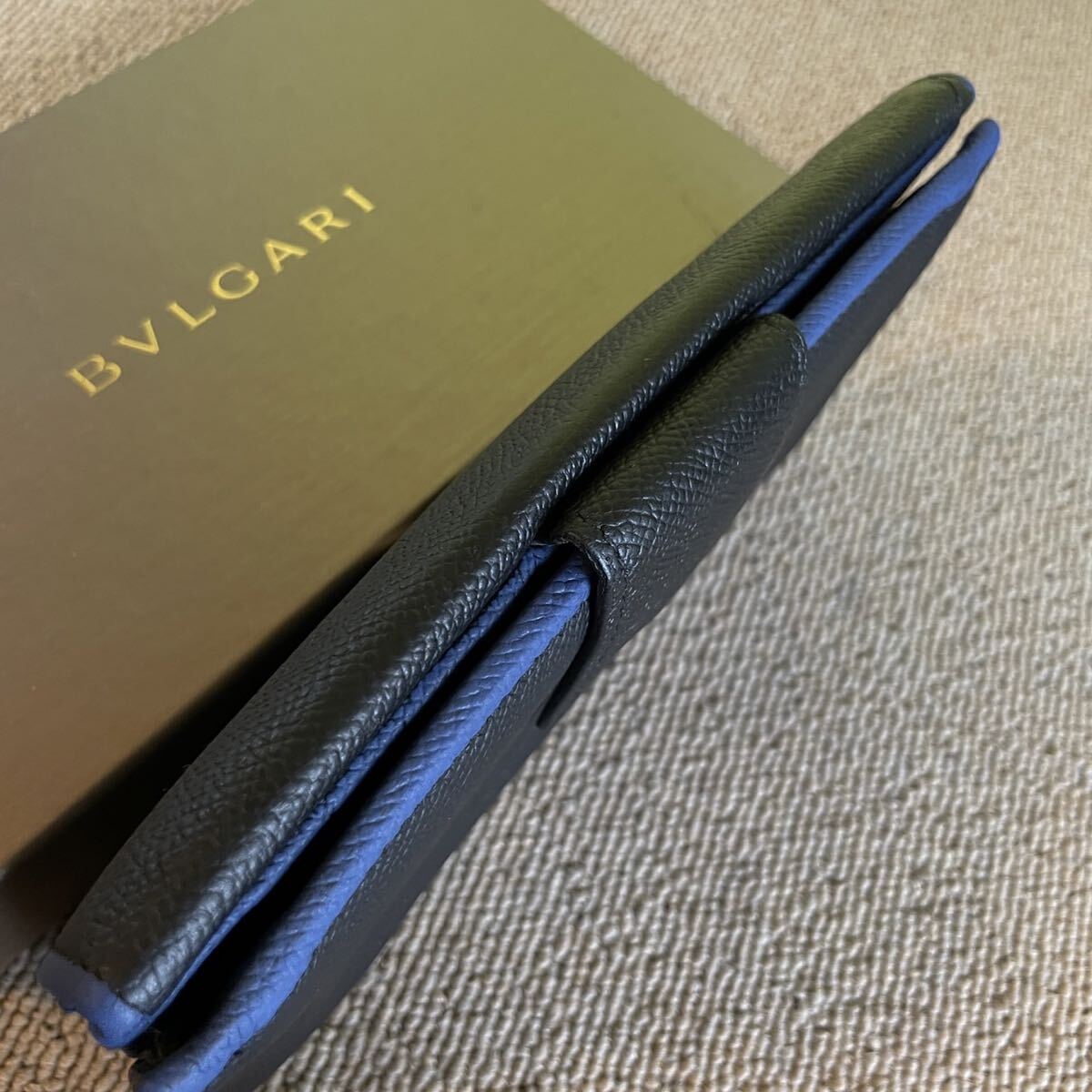  один иен прекрасный товар BVLGARY BVLGARI Be Zero длинный бумажник длинный кошелек двойной бумажник черный Logo любитель принадлежности есть 