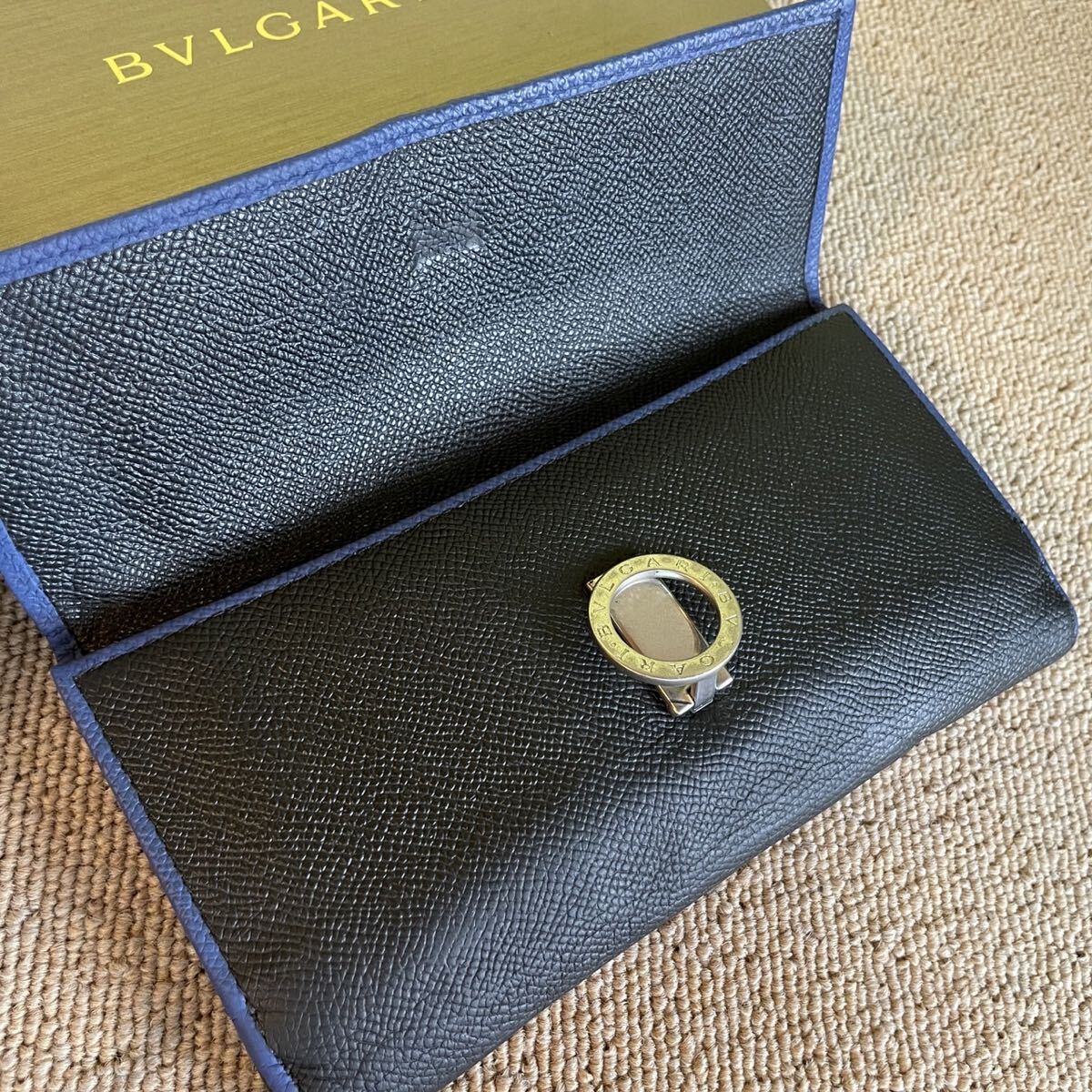  один иен прекрасный товар BVLGARY BVLGARI Be Zero длинный бумажник длинный кошелек двойной бумажник черный Logo любитель принадлежности есть 