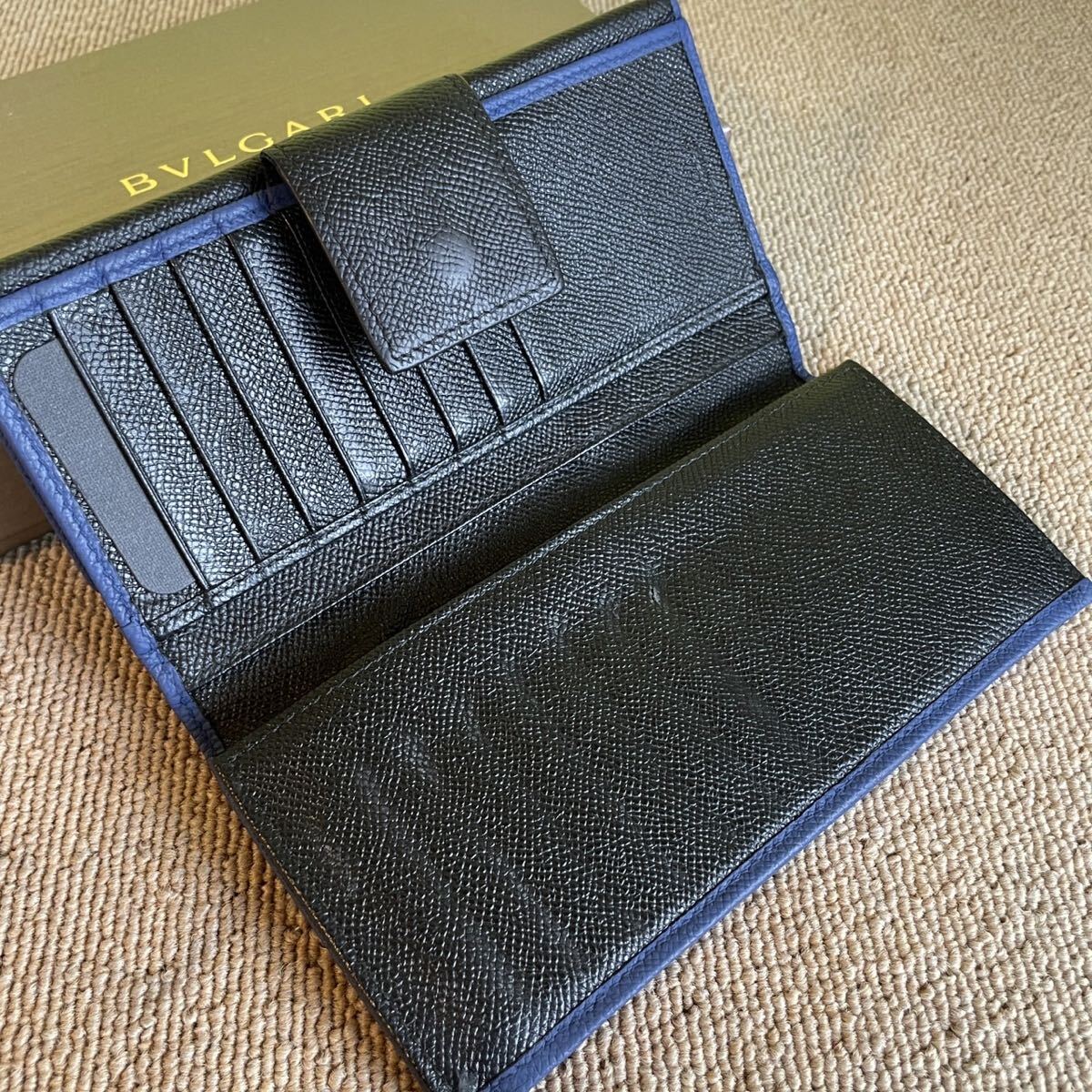  один иен прекрасный товар BVLGARY BVLGARI Be Zero длинный бумажник длинный кошелек двойной бумажник черный Logo любитель принадлежности есть 