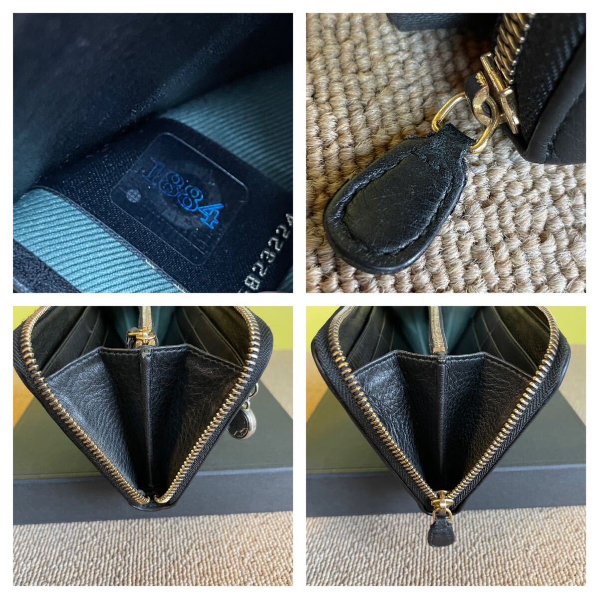  один иен прекрасный товар BVLGARI BVLGARY Be Zero длинный бумажник раунд застежка-молния длинный кошелек кошелек кожа черный 