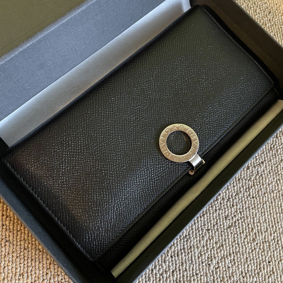  один иен прекрасный товар BVLGARY BVLGARI длинный бумажник складывающийся пополам Be Zero длинный кошелек черный кошелек чёрный bai цвет 