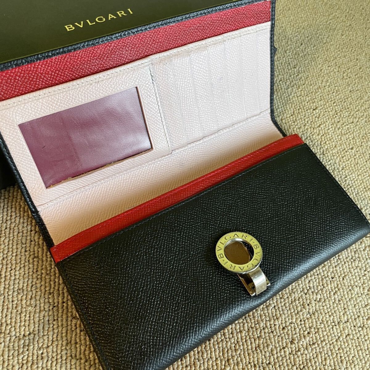  один иен прекрасный товар BVLGARY BVLGARI длинный бумажник складывающийся пополам Be Zero длинный кошелек черный кошелек чёрный bai цвет 