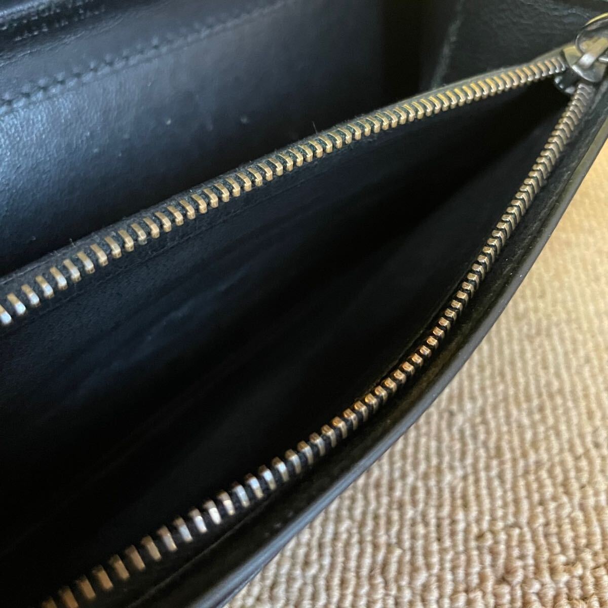  один иен превосходный товар BOTTEGA VENETA Bottega Veneta сетка длинный кошелек складывающийся пополам длинный бумажник кошелек кожа чёрный 