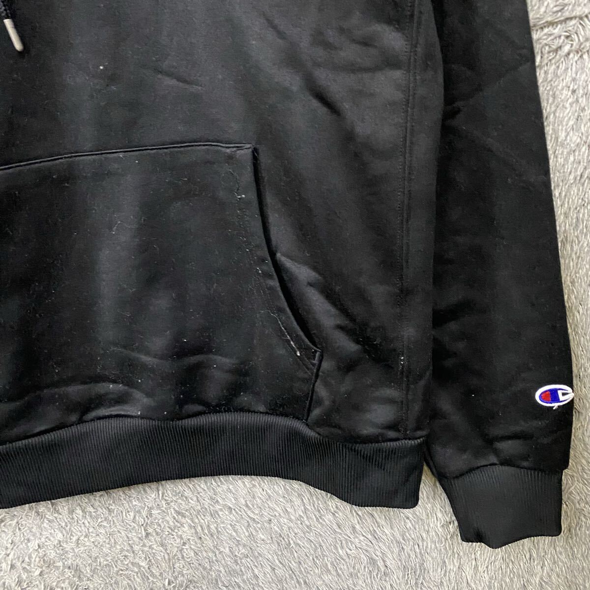 champion チャンピオン パーカー プルオーバー スウェット フーディー サイズXL ブラック 黒 フロントロゴ メンズ トップス 最落なし(864)_画像5