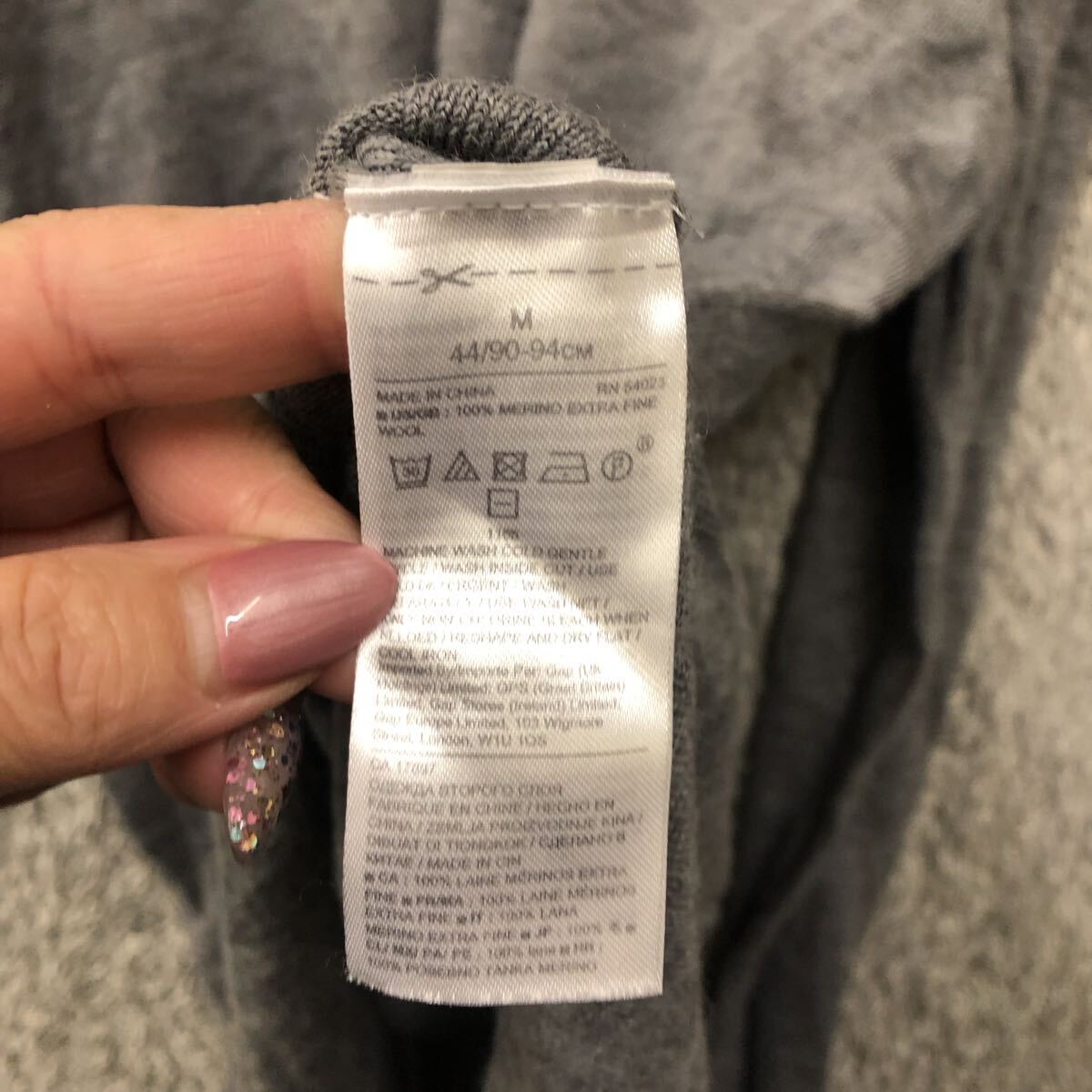 BANANA REPUBLIC バナナリパブリック ハイゲージ 長袖セーター サイズM グレー灰色 ウール 無地 メンズ トップス 最落なし(887)_画像7